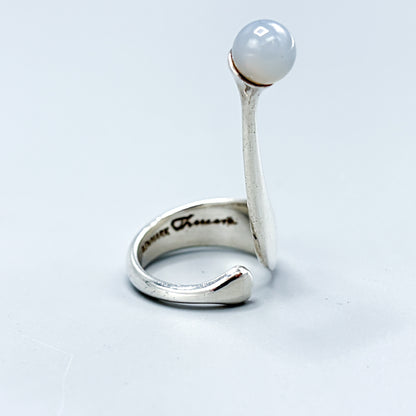 Estate Sterling Silver Theresia Hvorslev Ring with Chalcedony Bead