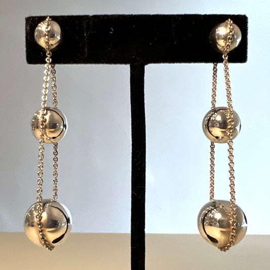 Tiffany & Co. Sterling Silver "HardWear" Collection Triple Drop Earrings