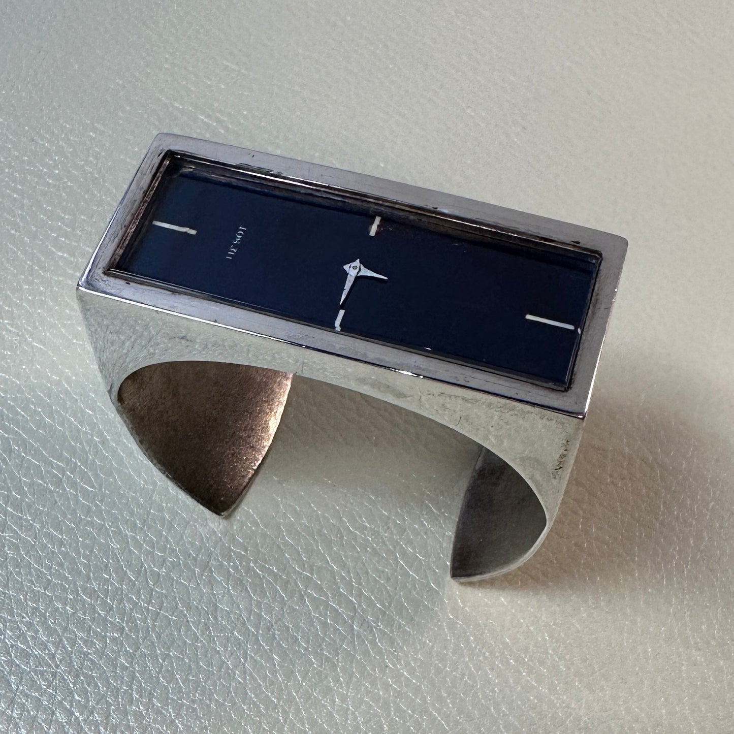 Estate Sterling Silver Tissot Watch Cuff Bracelet with Rectangle face by Pekka Piekainen