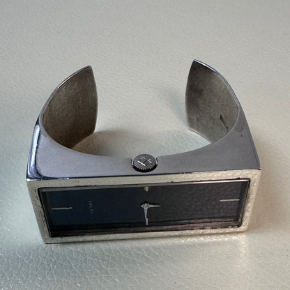 Estate Sterling Silver Tissot Watch Cuff Bracelet with Rectangle face by Pekka Piekainen