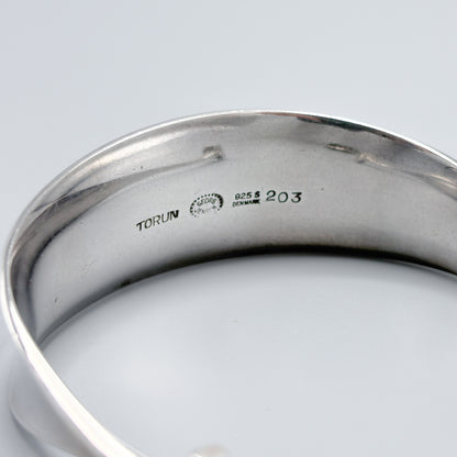 Vintage Georg Jensen Sterling Silver Smokey Rutilated Quartz Bangle No 203 by Vivianna Torun