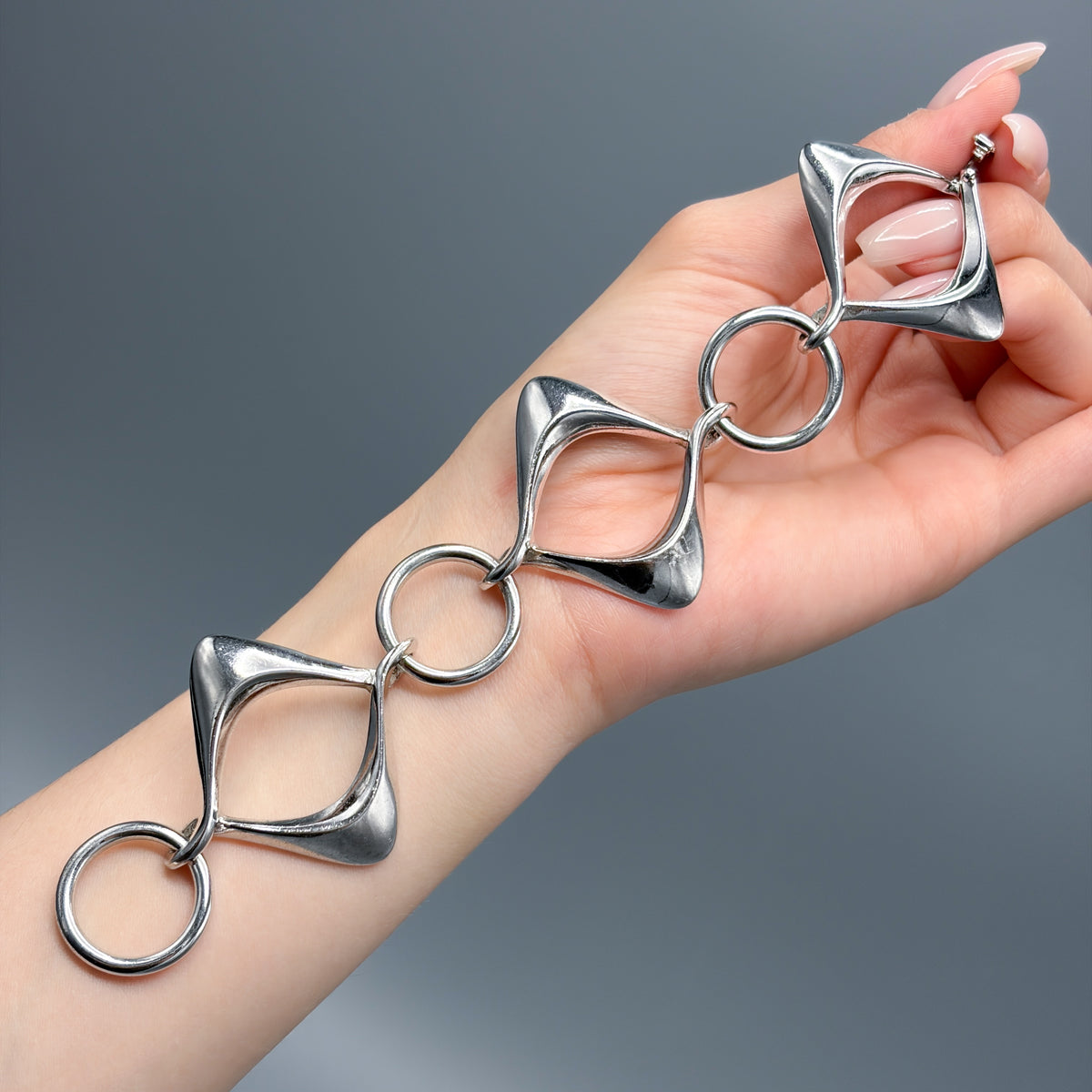 Estate 800 Silver Modernist Italian Bracelet by Unoaerre