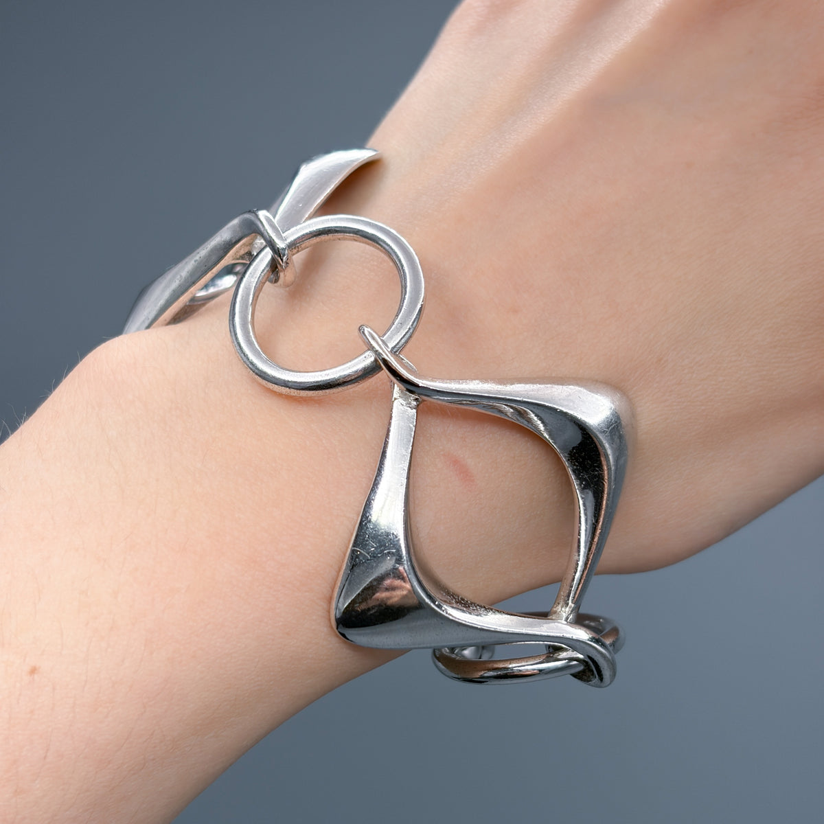 Estate 800 Silver Modernist Italian Bracelet by Unoaerre