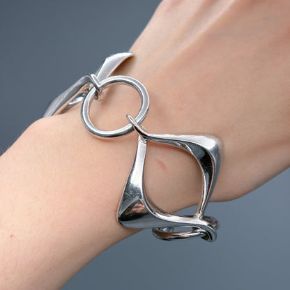 Estate 800 Silver Modernist Italian Bracelet by Unoaerre