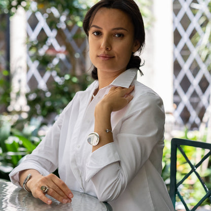 Georg Jensen Sterling Silver Cuff with Moonstone No. 257 by Vivianna Torun