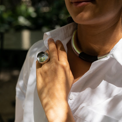 Georg Jensen Sterling Silver and Rutilated Quartz Ring, No. 169 by Bent Gabrielsen