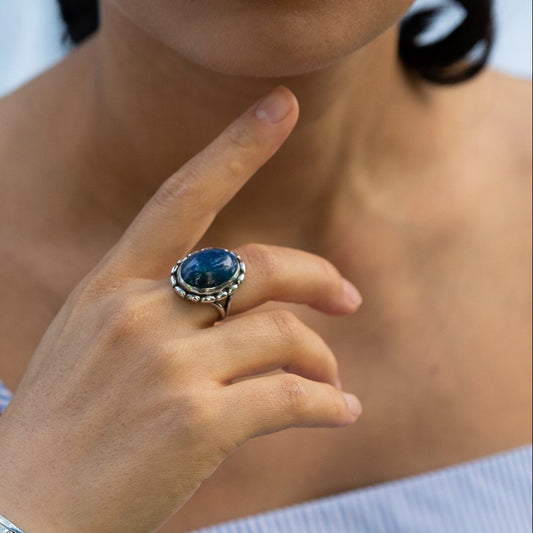 Georg Jensen Sterling Silver and Lapis Lazuli Ring No. 19