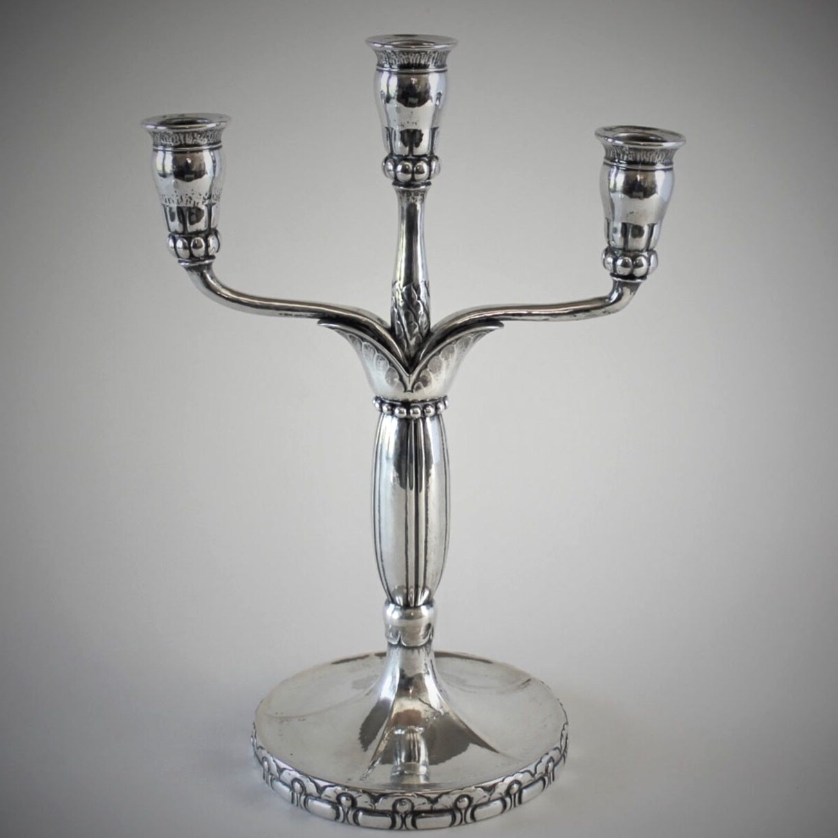 Georg Jensen  826 Silver 3 Light  Candelabra, No.161