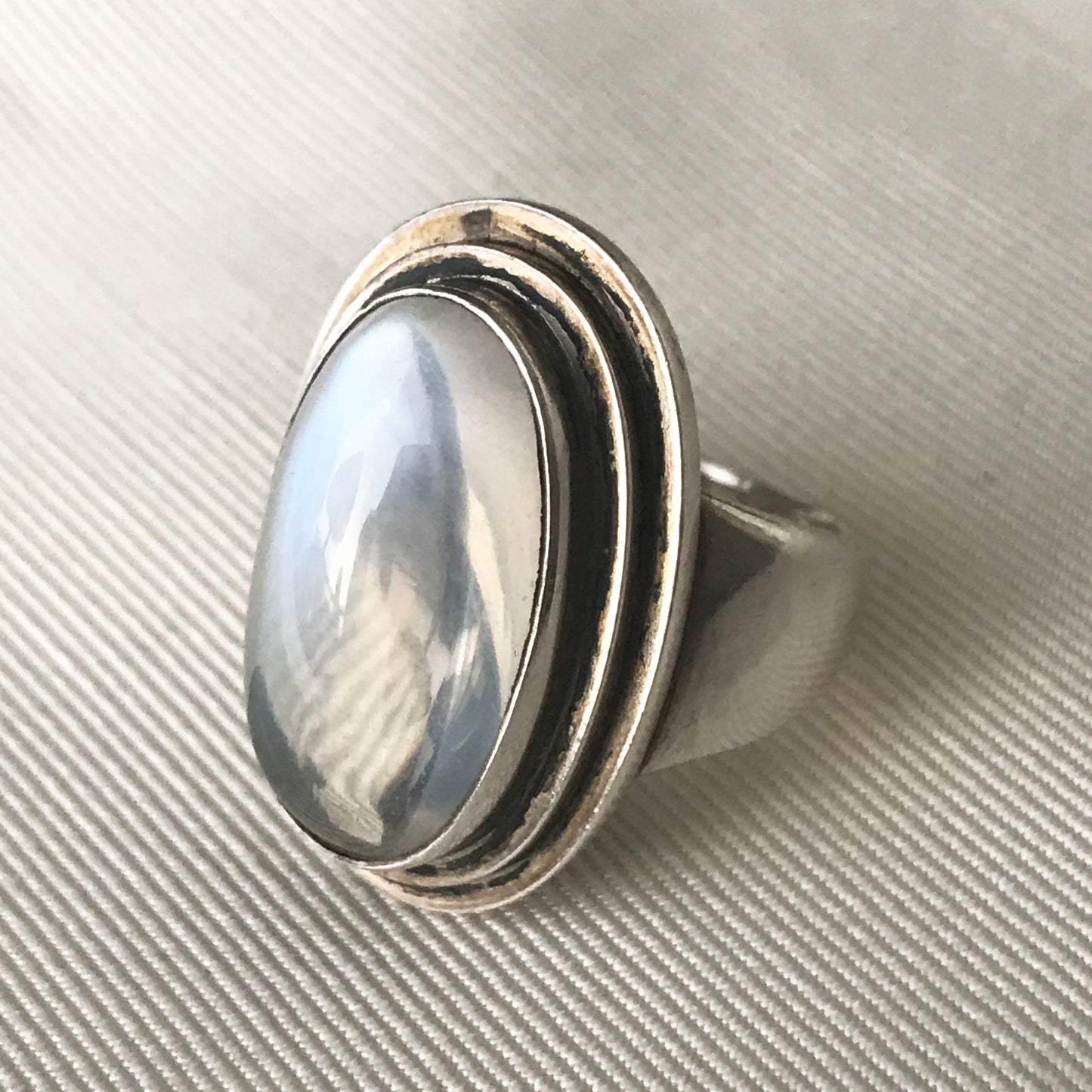 Georg Jensen Sterling Silver Ring with Moonstone No. 47