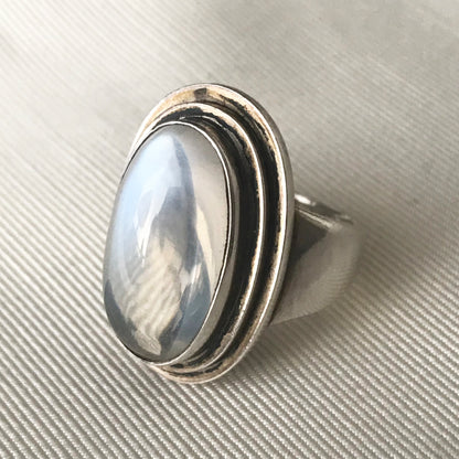 Georg Jensen Sterling Silver Ring with Moonstone No. 47