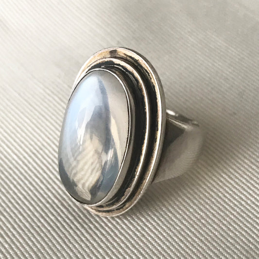 Georg Jensen Sterling Silver Ring with Moonstone No. 47