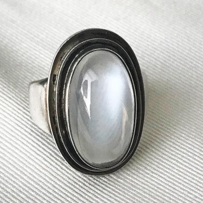 Georg Jensen Sterling Silver Ring with Moonstone No. 47