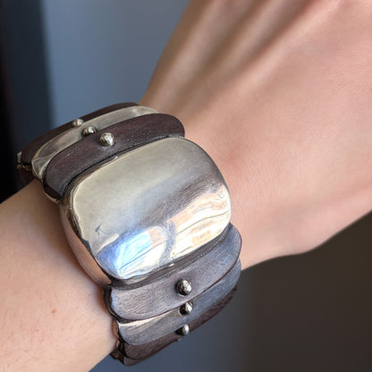 Estate 950 Silver and Ebony Stepped Cuff by William Spratling
