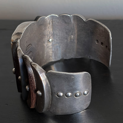 Estate 950 Silver and Ebony Stepped Cuff by William Spratling