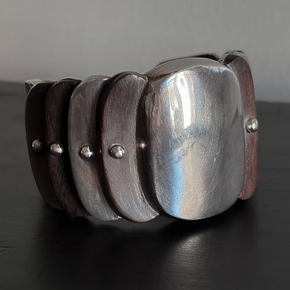 Estate 950 Silver and Ebony Stepped Cuff by William Spratling