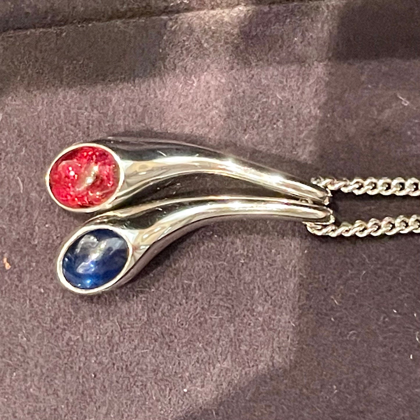 Georg Jensen 18K White Gold "Carnival" Pendant with Sapphire and Garnet