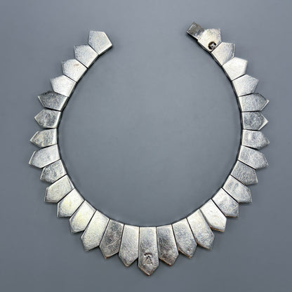 Estate Taxco 970 Silver "Zig Zag" Heavy Necklace in the Style of Antonio Pineda