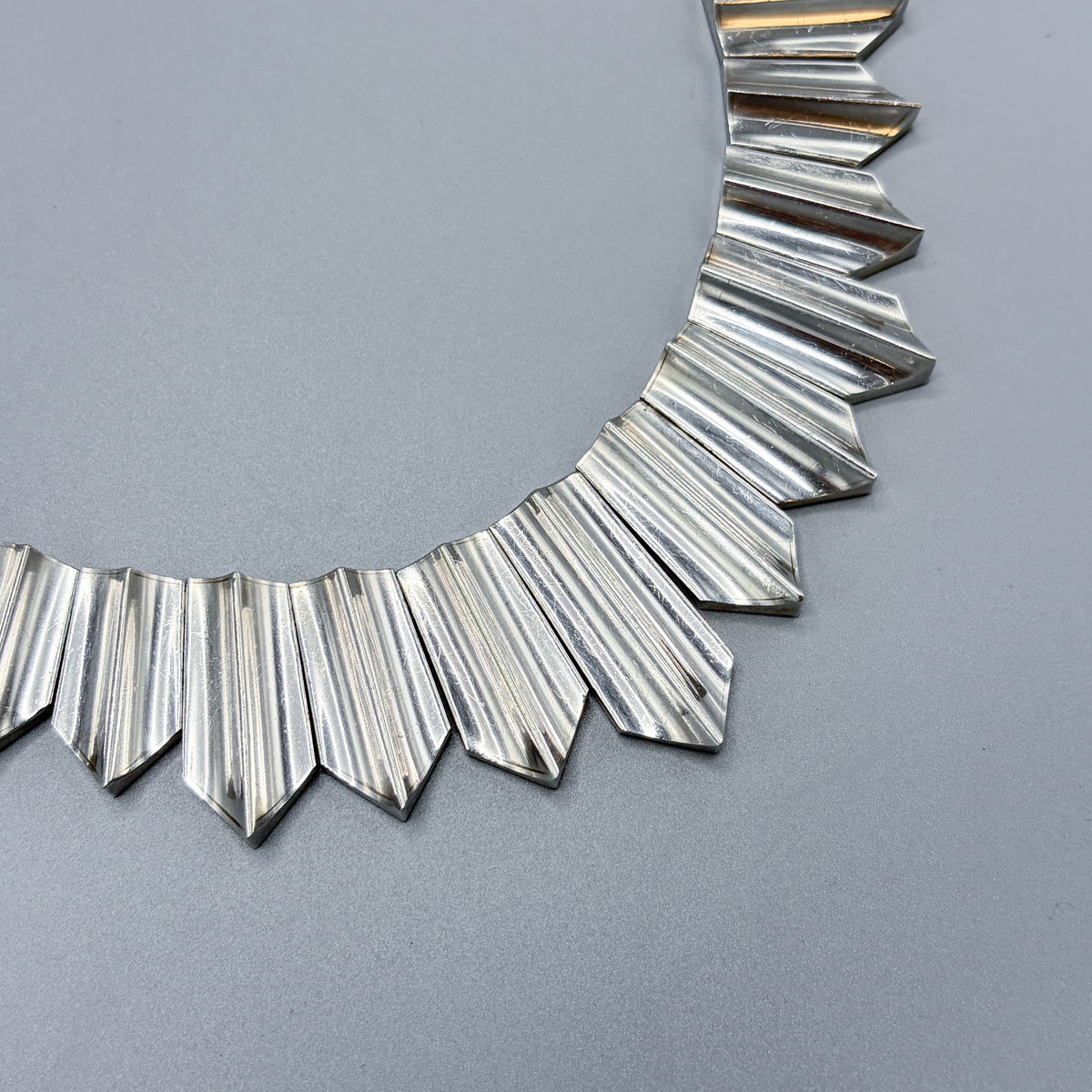 Estate Taxco 970 Silver "Zig Zag" Heavy Necklace in the Style of Antonio Pineda