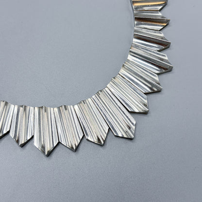 Estate Taxco 970 Silver "Zig Zag" Heavy Necklace in the Style of Antonio Pineda