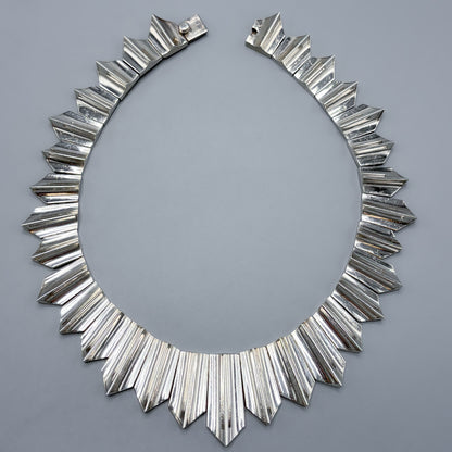 Estate Taxco 970 Silver "Zig Zag" Heavy Necklace in the Style of Antonio Pineda