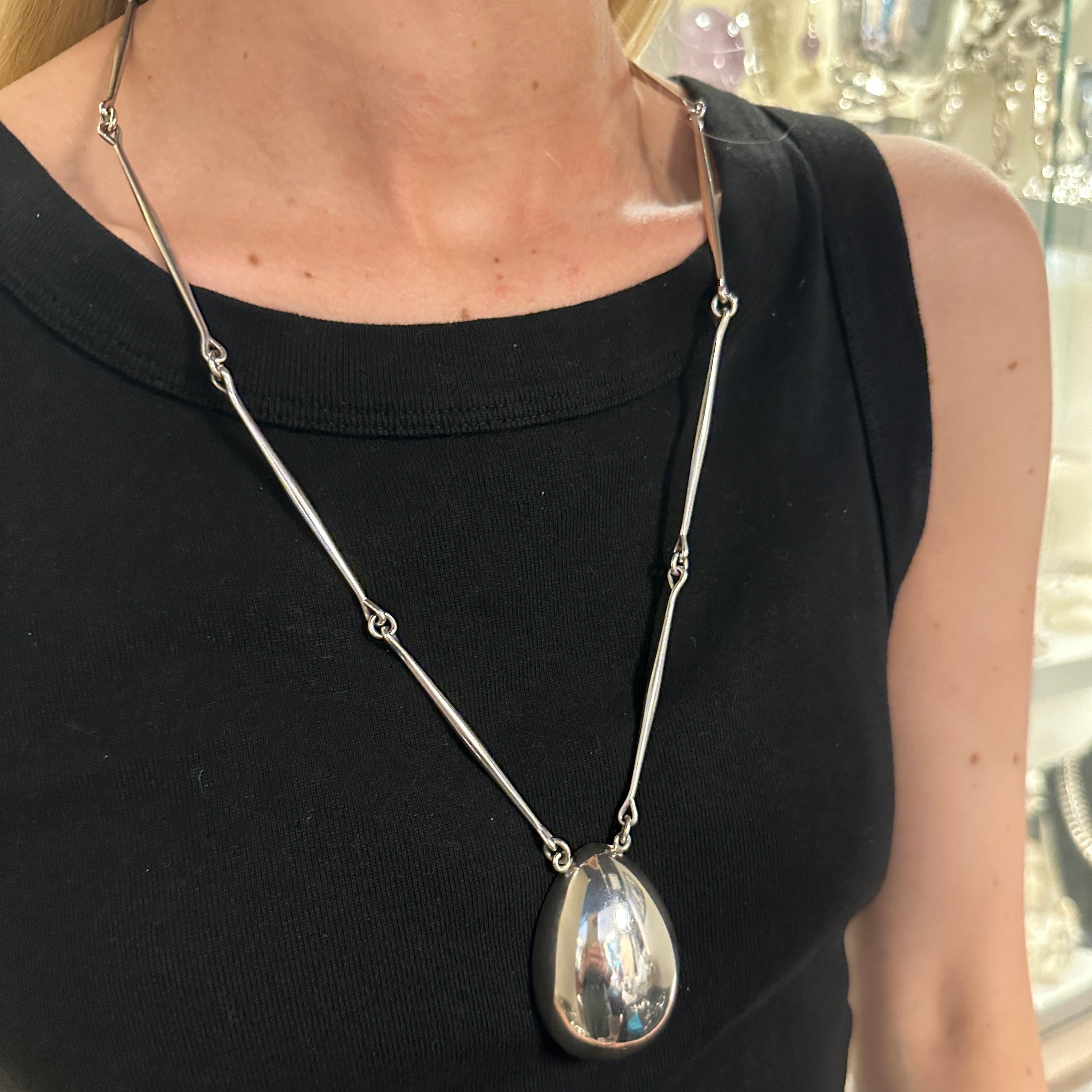 Estate Georg Jensen Sterling Silver Necklace with 