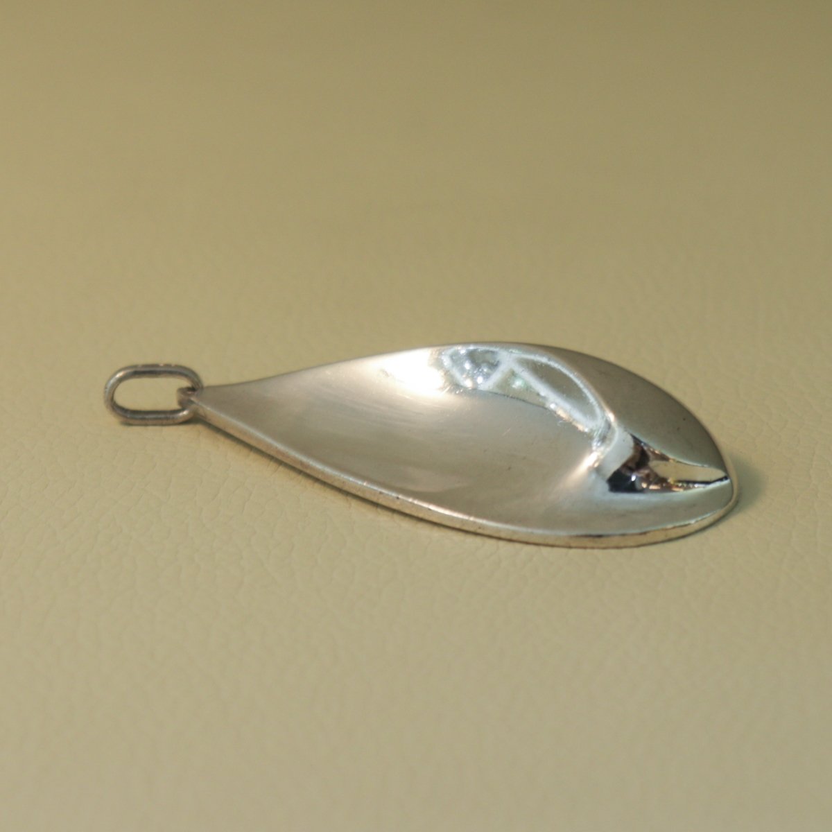 French Sterling Silver Sculptural Silver Tear Shaped Drop Pendant