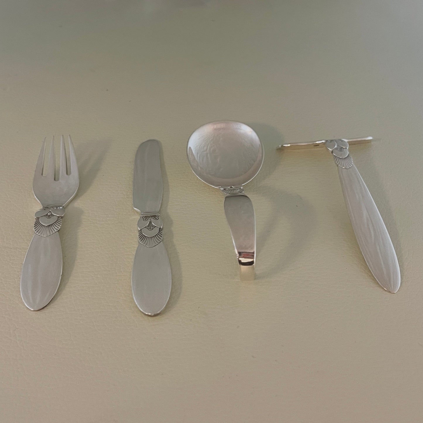 Estate Georg Jensen Sterling Silver "Cactus" Baby Cutlery (4-piece)