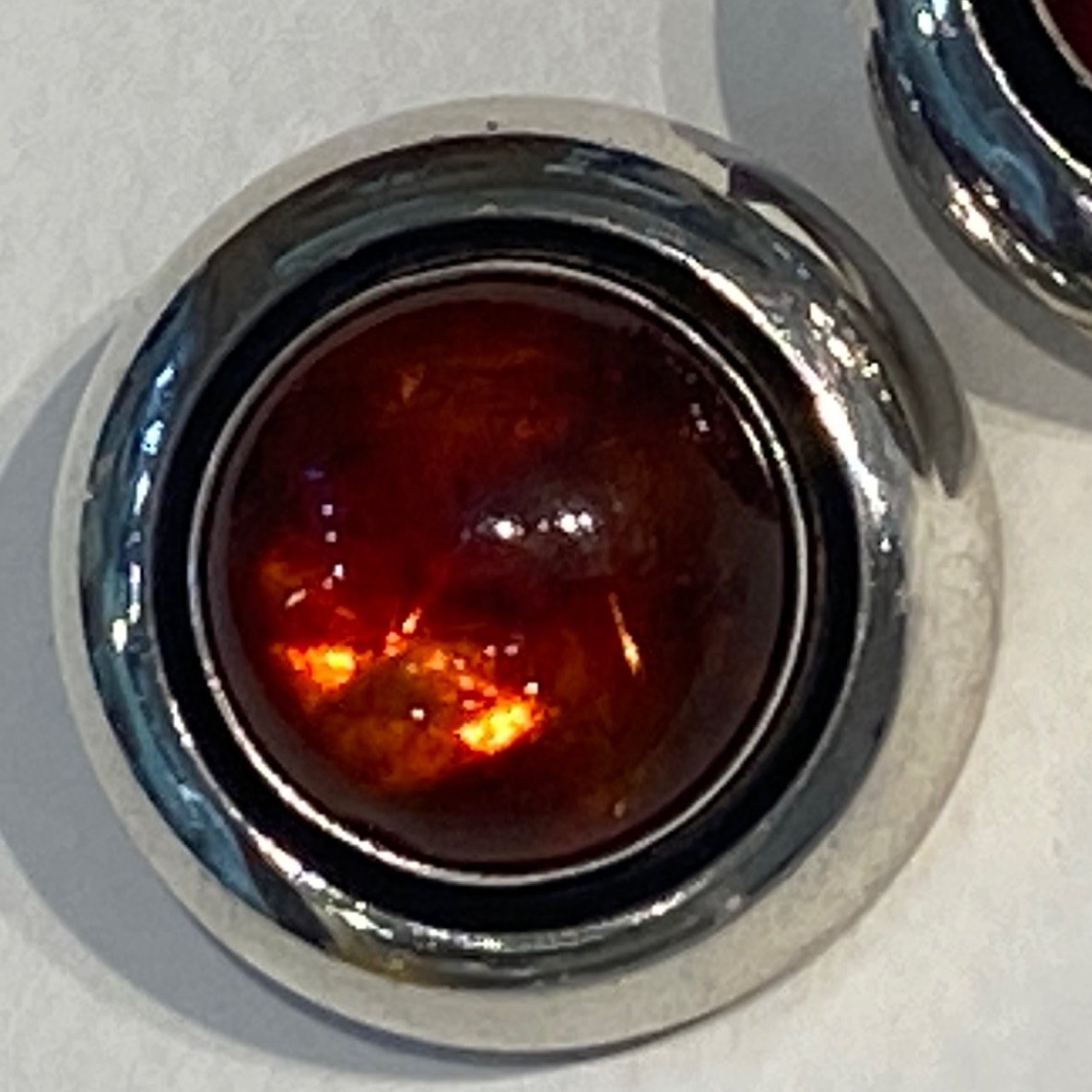 Estate N.E. From Pair of Danish Sterling Silver Earrings with Amber