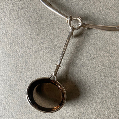 Estate Georg Jensen Sterling Silver Neck Ring No. 410 with Smoky Quartz Pendant by Vivianna Torun, Design No. 311