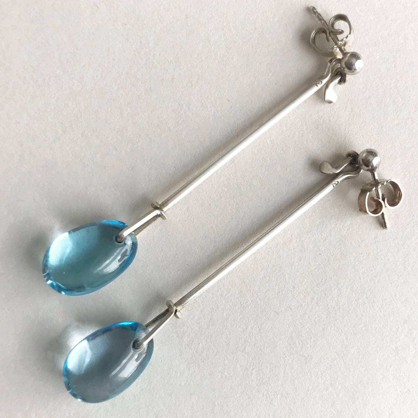 Georg Jensen Sterling Silver "Dewdrop" Earrings With Blue Topaz