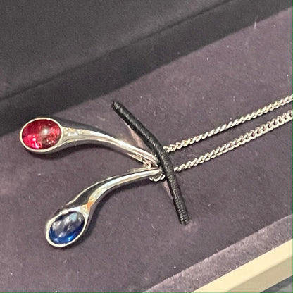 Georg Jensen 18K White Gold "Carnival" Pendant with Sapphire and Garnet