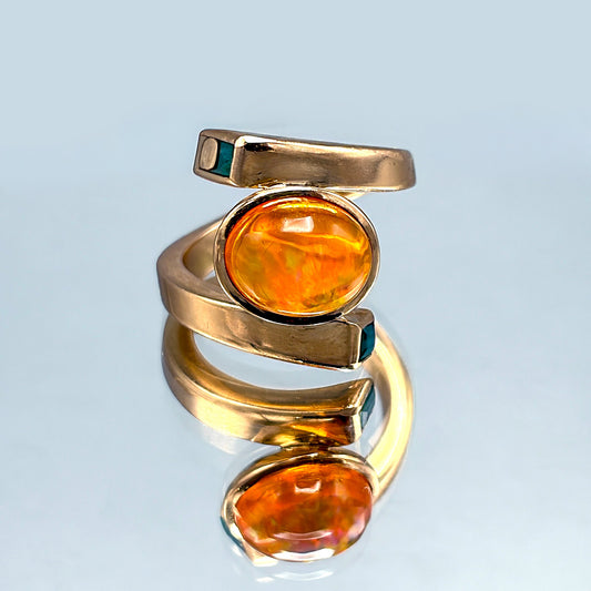 14k Mexican Fire Opal Ring by Antonio Pineda