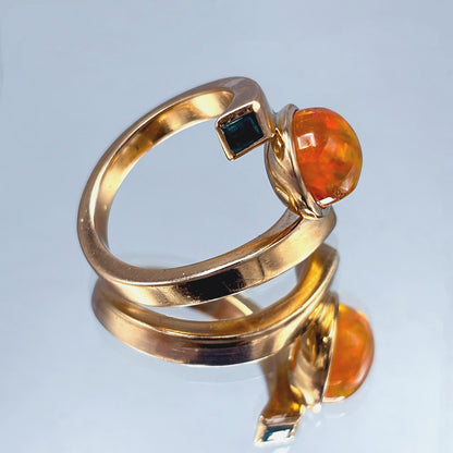 14k Mexican Fire Opal Ring by Antonio Pineda