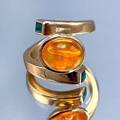 14k Mexican Fire Opal Ring by Antonio Pineda