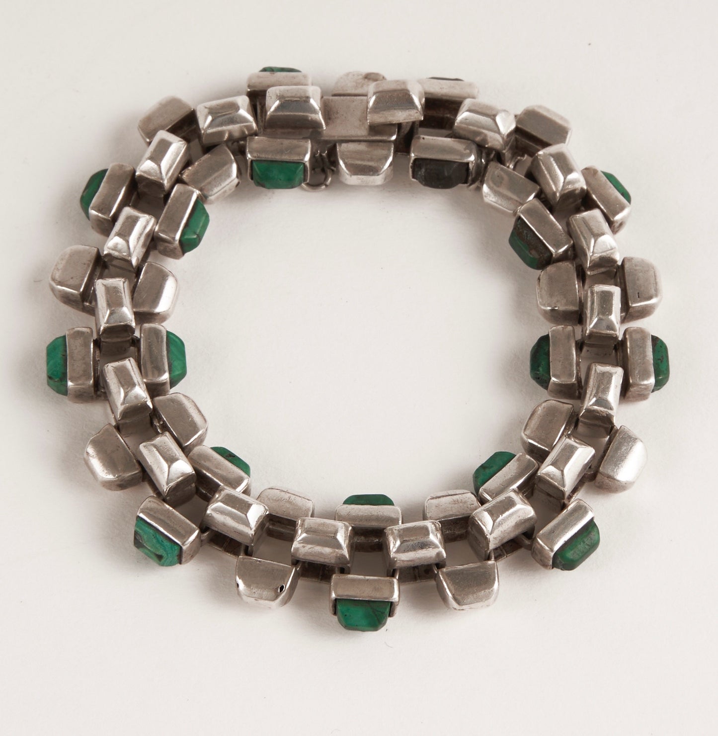 Antonio Pineda Sterling Silver and Malachite Bracelet