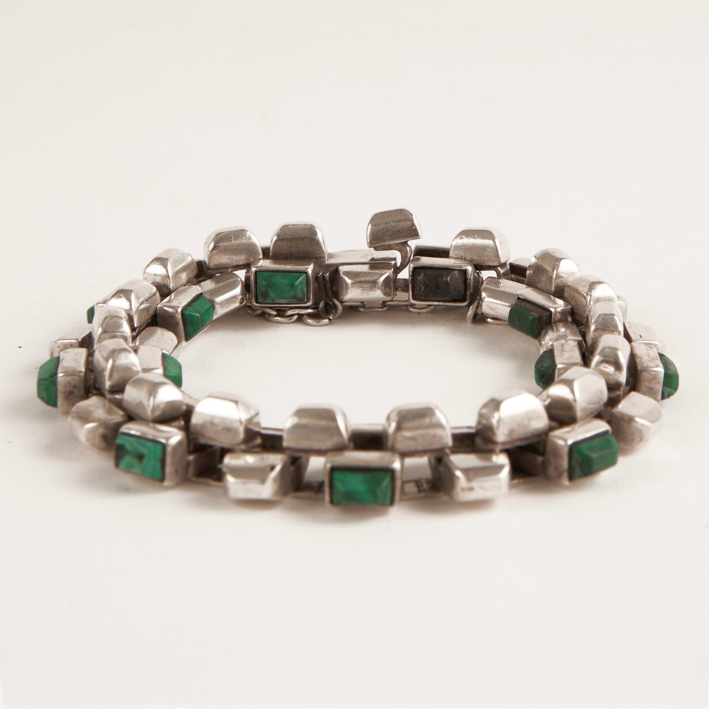 Antonio Pineda Sterling Silver and Malachite Bracelet