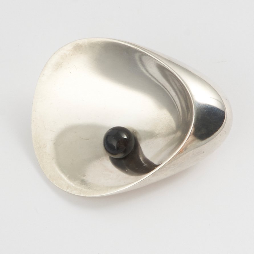 Estate Georg Jensen Sterling Brooch with Onyx, Design 328