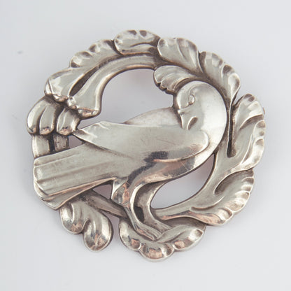 Estate Georg Jensen LARGE Sterling Silver Bird Brooch by Kristian Møhl-Hansen, Design 70