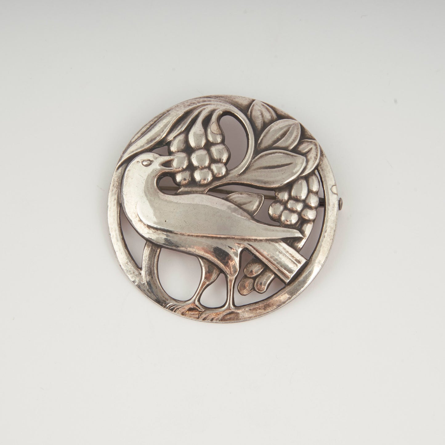 Georg Jensen Sterling Silver "Bird with Berry" Brooch, Design #53