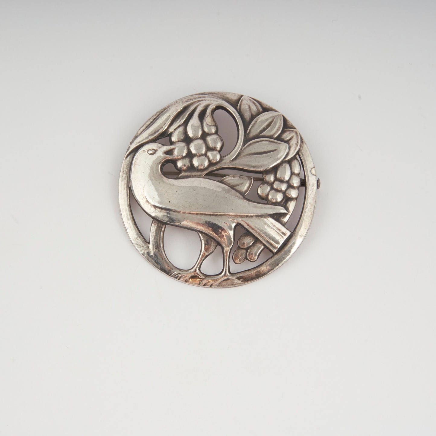 Georg Jensen Sterling Silver "Bird with Berry" Brooch, Design #53