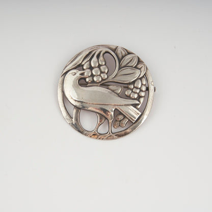 Georg Jensen Sterling Silver "Bird with Berry" Brooch, Design #53