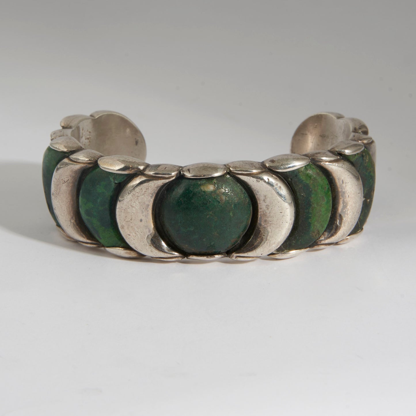 Estate William Spratling Sterling Silver and Malachite Cuff Bracelet