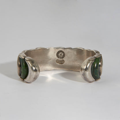 Estate William Spratling Sterling Silver and Malachite Cuff Bracelet