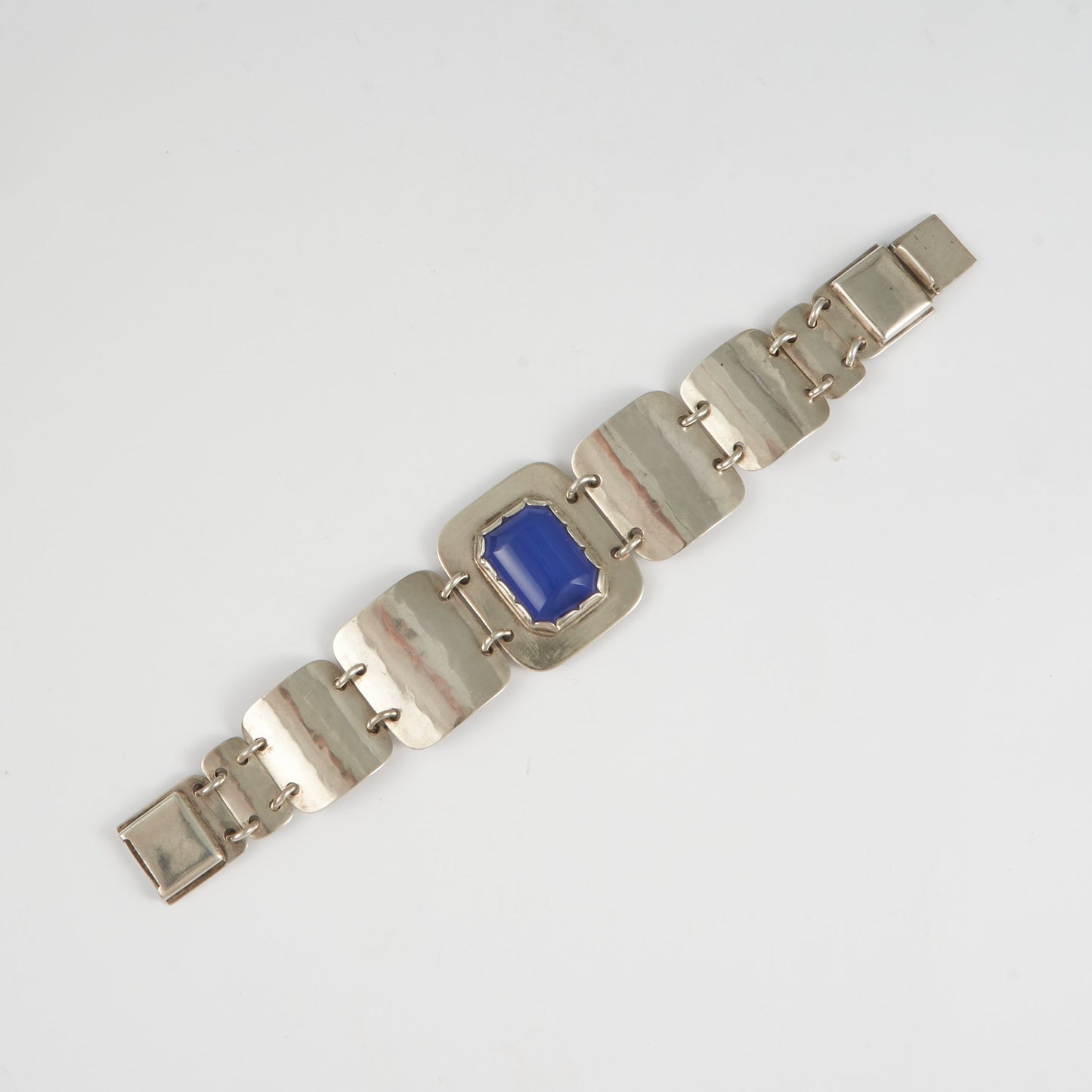 Estate Porter Blanchard Silver Bracelet with Blue Chalcedony