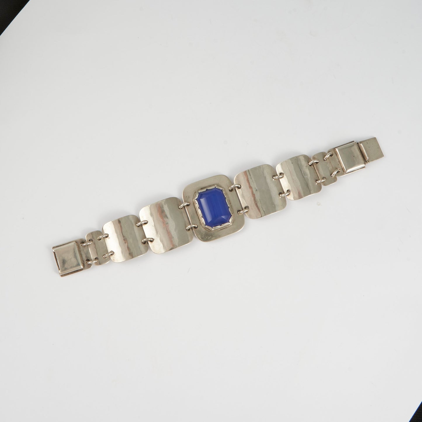 Estate Porter Blanchard Silver Bracelet with Blue Chalcedony