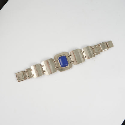 Estate Porter Blanchard Silver Bracelet with Blue Chalcedony