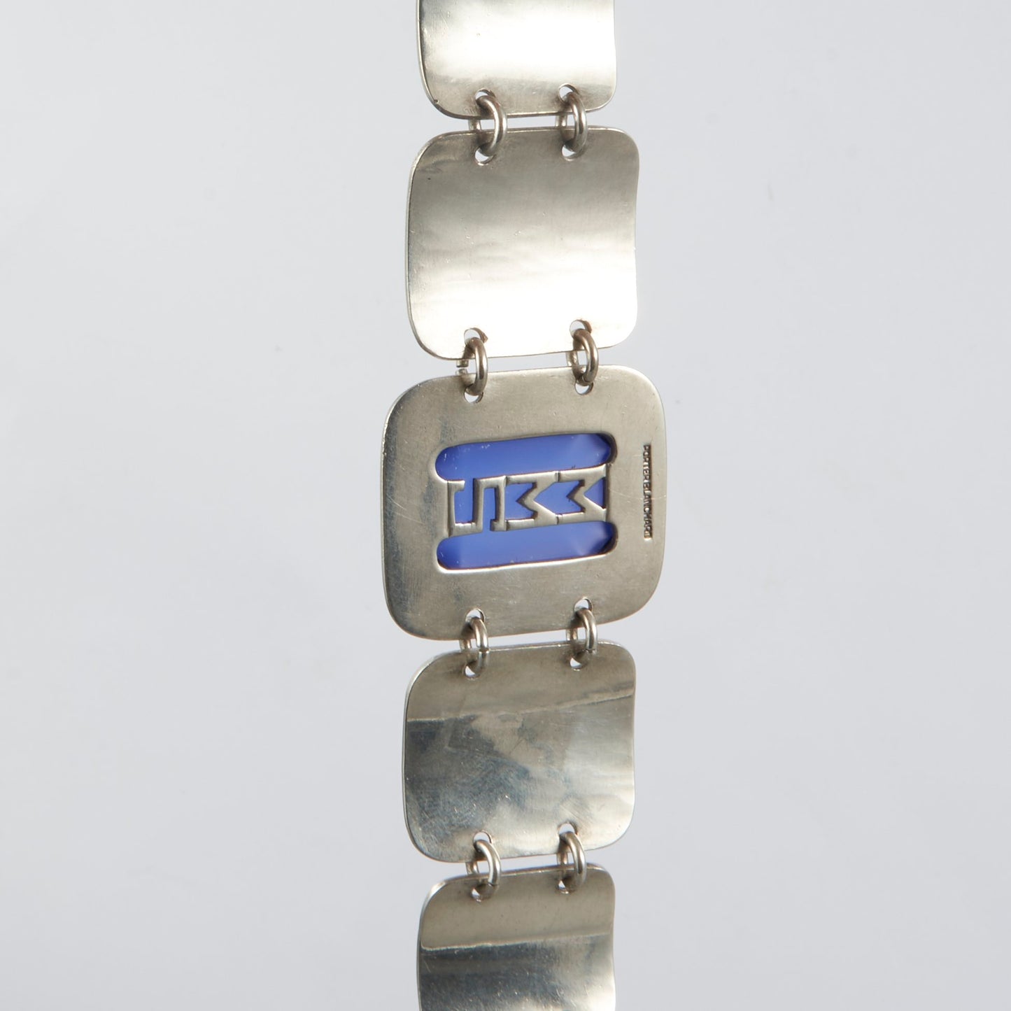 Estate Porter Blanchard Silver Bracelet with Blue Chalcedony