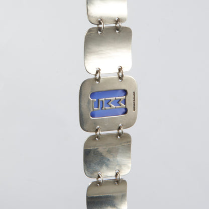 Estate Porter Blanchard Silver Bracelet with Blue Chalcedony