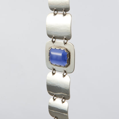 Estate Porter Blanchard Silver Bracelet with Blue Chalcedony