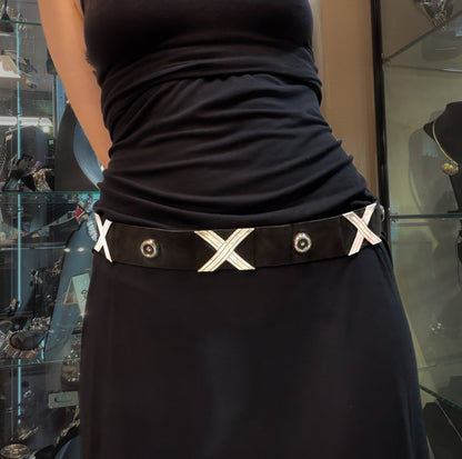 Estate Sterling Silver "Georgia O'Keeffe " Cross & Button Belt Belt by Hector Aguilar